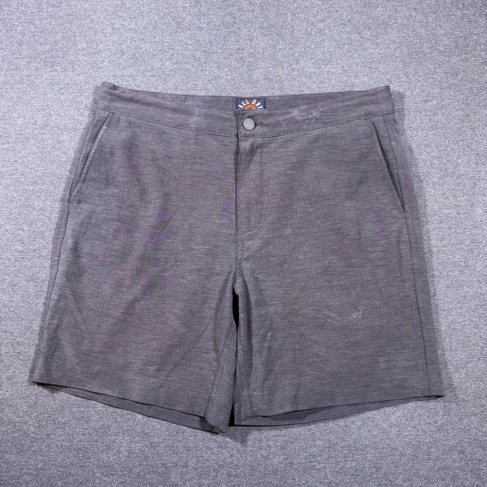 Faherty All Day Shorts Mens 33 Charcoal Grey Hybrid Board Shorts Stretch Swim